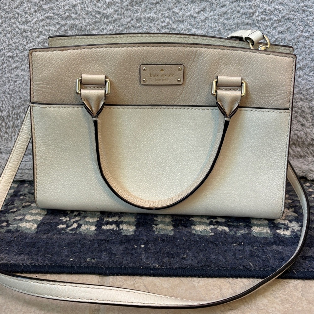 Kate Spade Satchel Bag Womens White Leather Grove Street Caley Handbag Purse
